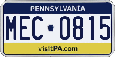 PA license plate MEC0815