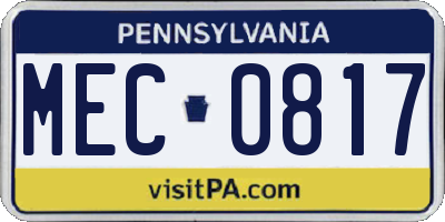PA license plate MEC0817