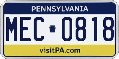 PA license plate MEC0818