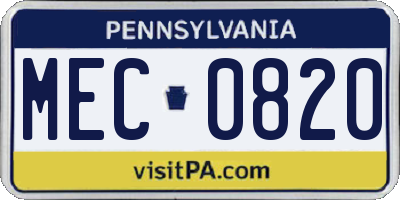 PA license plate MEC0820