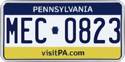 PA license plate MEC0823
