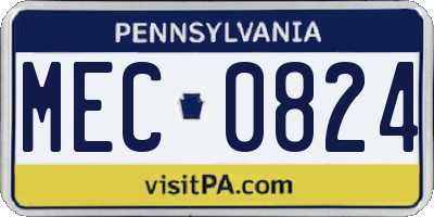 PA license plate MEC0824