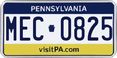 PA license plate MEC0825