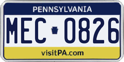 PA license plate MEC0826