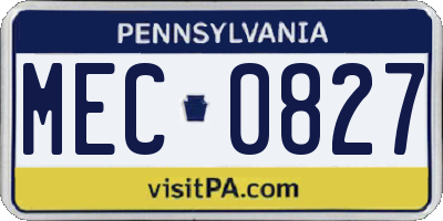 PA license plate MEC0827