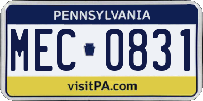 PA license plate MEC0831