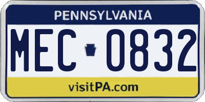 PA license plate MEC0832