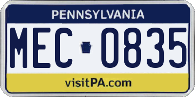 PA license plate MEC0835