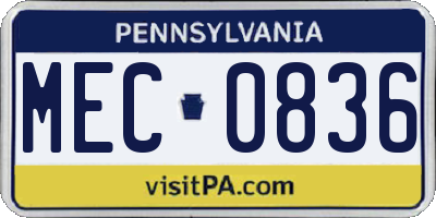 PA license plate MEC0836