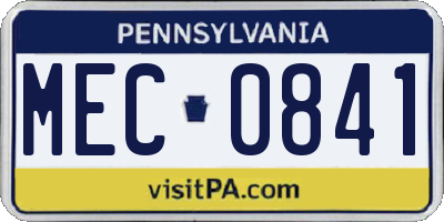 PA license plate MEC0841