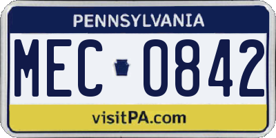 PA license plate MEC0842
