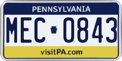PA license plate MEC0843