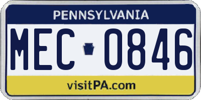 PA license plate MEC0846