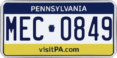 PA license plate MEC0849