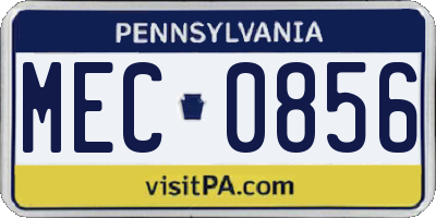 PA license plate MEC0856