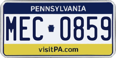 PA license plate MEC0859