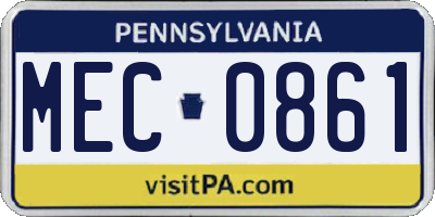 PA license plate MEC0861