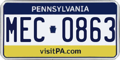 PA license plate MEC0863