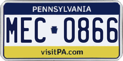 PA license plate MEC0866