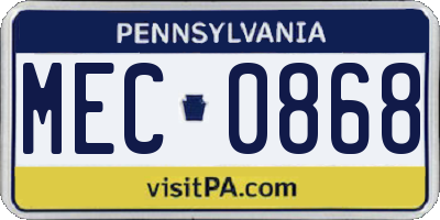 PA license plate MEC0868