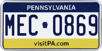 PA license plate MEC0869