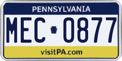 PA license plate MEC0877