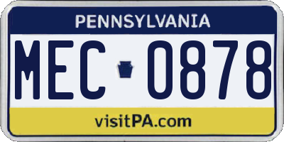 PA license plate MEC0878