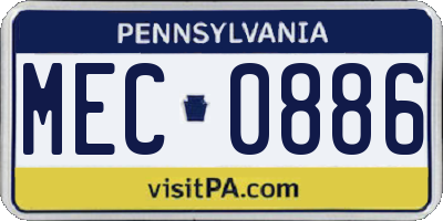 PA license plate MEC0886