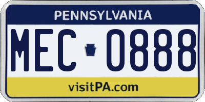 PA license plate MEC0888