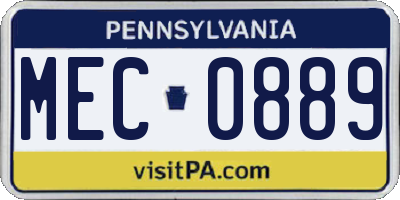 PA license plate MEC0889