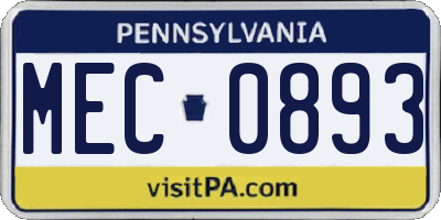 PA license plate MEC0893