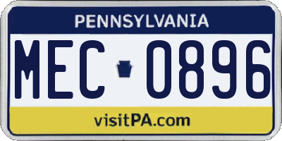 PA license plate MEC0896