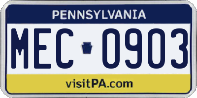 PA license plate MEC0903