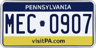 PA license plate MEC0907