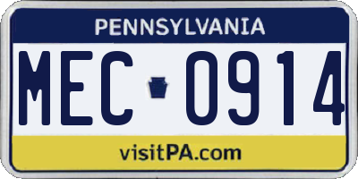 PA license plate MEC0914