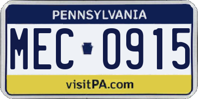 PA license plate MEC0915