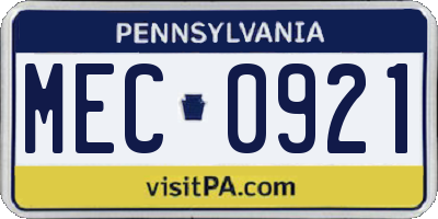 PA license plate MEC0921