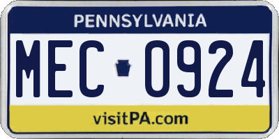 PA license plate MEC0924