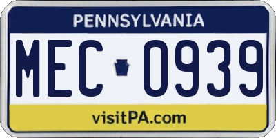 PA license plate MEC0939