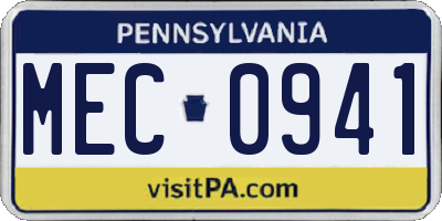 PA license plate MEC0941
