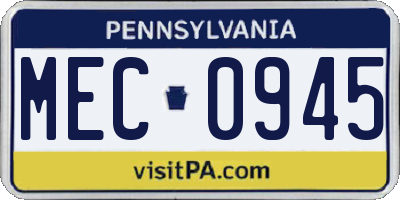 PA license plate MEC0945
