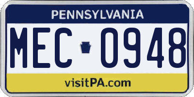 PA license plate MEC0948