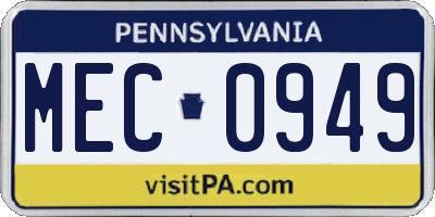 PA license plate MEC0949