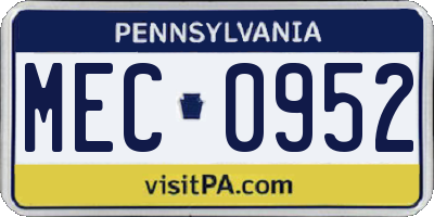 PA license plate MEC0952