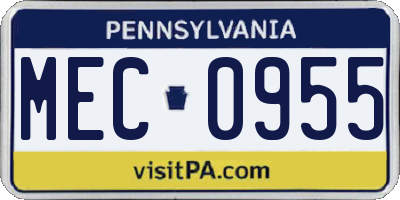 PA license plate MEC0955
