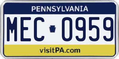 PA license plate MEC0959