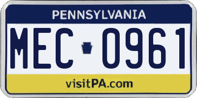PA license plate MEC0961
