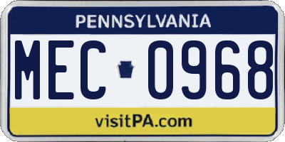 PA license plate MEC0968