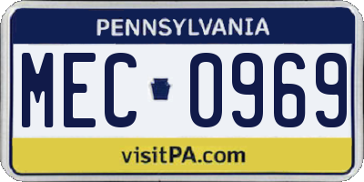 PA license plate MEC0969