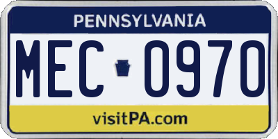 PA license plate MEC0970